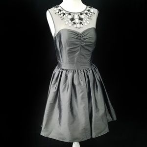 Jewel Neckline Grey Dress